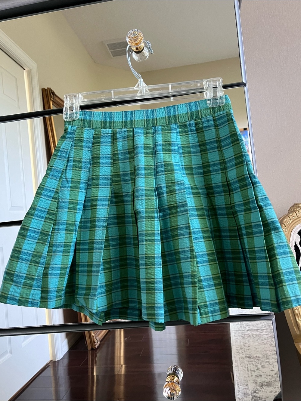 Urban Outfitters Teal and Green Plaid Mini Skirt XS